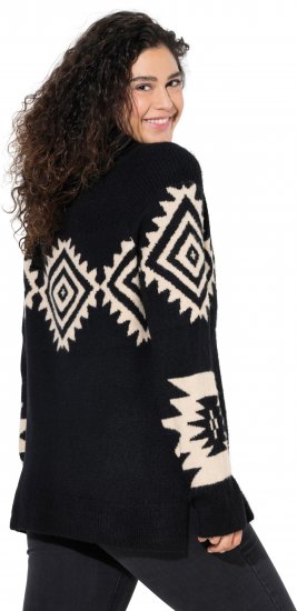 Ulla Popken Aztec Pattern Turtleneck Sweater Black - Sweatshirts & hoodies - 
