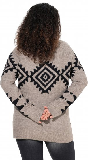 Ulla Popken Aztec Pattern Turtleneck Sweater Pebble Grey - Sweatshirts & hoodies - 
