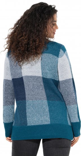 Ulla Popken Grand Check Long Sleeve Sweater Teal - Sweatshirts & hoodies - 