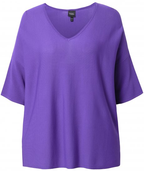 Ulla Popken Oversized 3/4 Sleeve V-Neck Sweater Amethyst - Ulla Popken - 