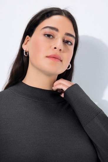 Ulla Popken Long Sleeves Mock Turtleneck Sweater Charcoal Grey Melange - Sweatshirts & hoodies - Sweats, Hoodies & Maille Douillets