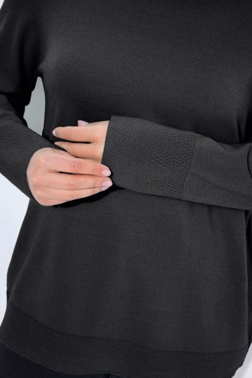 Ulla Popken Long Sleeves Mock Turtleneck Sweater Charcoal Grey Melange - Sweatshirts & hoodies - Sweats, Hoodies & Maille Douillets