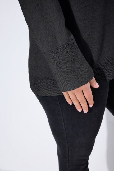Ulla Popken Long Sleeves Mock Turtleneck Sweater Charcoal Grey Melange - Sweatshirts & hoodies - Sweats, Hoodies & Maille Douillets