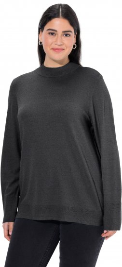 Ulla Popken Long Sleeves Mock Turtleneck Sweater Charcoal Grey Melange - Sweatshirts & hoodies - 