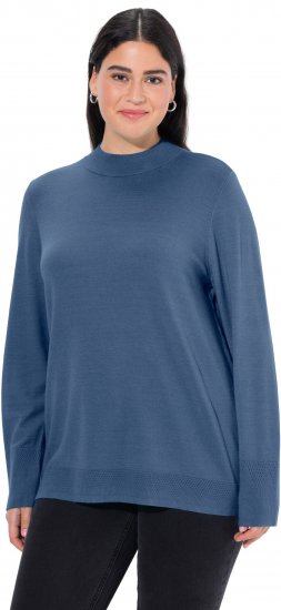 Ulla Popken Long Sleeves Mock Turtleneck Sweater Atlantic Blue - Ulla Popken - 