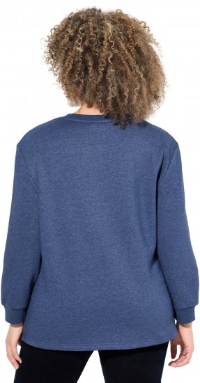 Ulla Popken Sequined Neck Long Sleeve Sweatshirt Ink Blue - Sweatshirts & hoodies - 
