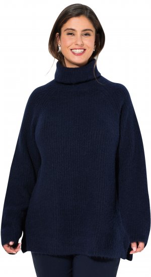 Ulla Popken Ribbed Knit Turtleneck Sweater Navy - Sweatshirts & hoodies - 