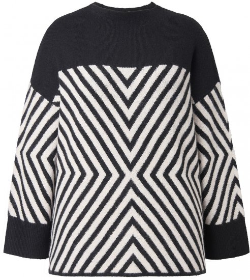 Ulla Popken Graphic Stripe Long Sleeve Turtleneck Sweater Black - Sweatshirts & hoodies - 