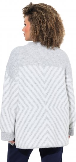 Ulla Popken Graphic Stripe Long Sleeve Turtleneck Sweater Silver Melange - Sweatshirts & hoodies - 