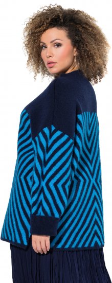 Ulla Popken Graphic Stripe Long Sleeve Turtleneck Sweater Navy - Sweatshirts & hoodies - 