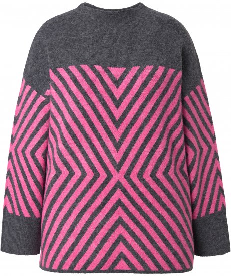 Ulla Popken Graphic Stripe Long Sleeve Turtleneck Sweater Flamingo - Sweatshirts & hoodies - 