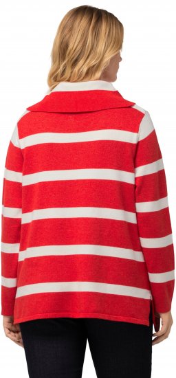 Ulla Popken Stripe Fine Knit Turtleneck Sweater Light Red - Sweatshirts & hoodies - 