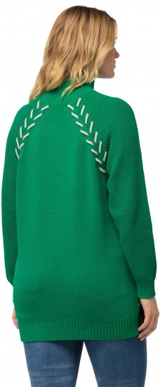 Ulla Popken Contrast Braid Turtleneck Sweater Emerald Green - Sweatshirts & hoodies - 