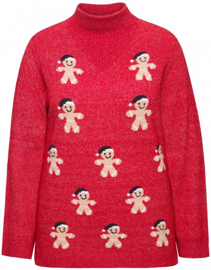 Ulla Popken Gingerbread Men Sweater Salsa Red - Sweatshirts & hoodies - 