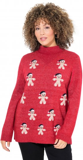 Ulla Popken Gingerbread Men Sweater Salsa Red - Sweatshirts & hoodies - 