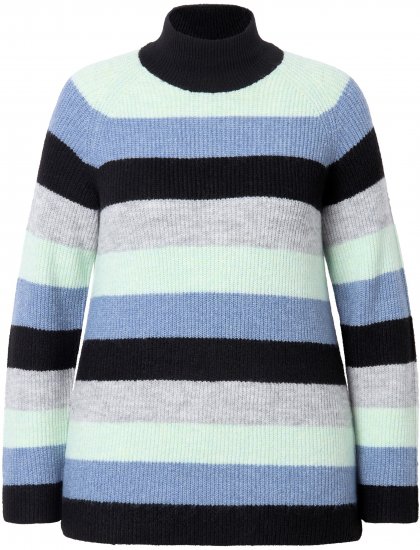 Ulla Popken Chunky Striped Turtleneck Sweater Mint Green - Sweatshirts & hoodies - 