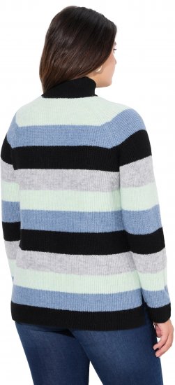 Ulla Popken Chunky Striped Turtleneck Sweater Mint Green - Sweatshirts & hoodies - 