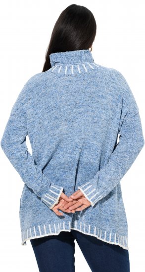 Ulla Popken Blanket Stitch Oversized Turtleneck Sweater Dove Blue - Sweatshirts & hoodies - 