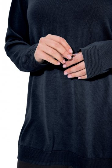 Ulla Popken Soft Fine Knit Pullover V-Neck Sweatshirt Marine - Sweatshirts & hoodies - Sweats, Hoodies & Maille Douillets