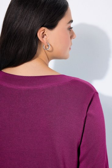 Ulla Popken Soft Fine Knit Pullover V-Neck Sweatshirt Dark Lilac - Sweatshirts & hoodies - Sweats, Hoodies & Maille Douillets