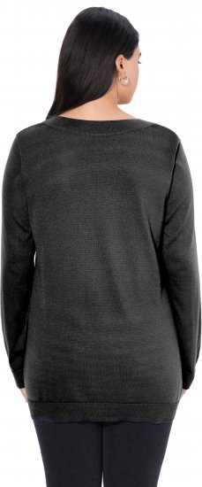 Ulla Popken Casual V-Neck Long Sleeve Sweater Black - Sweatshirts & hoodies - 