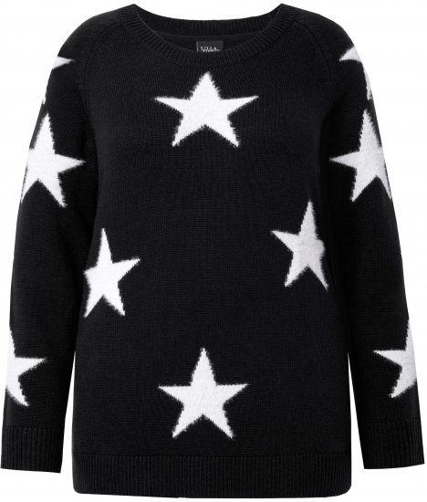 Ulla Popken Glitter Stars Soft Knit Sweater Black - Sweatshirts & hoodies - 