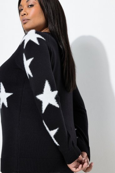 Ulla Popken Glitter Stars Soft Knit Sweater Black - Sweatshirts & hoodies - Sweats, Hoodies & Maille Douillets