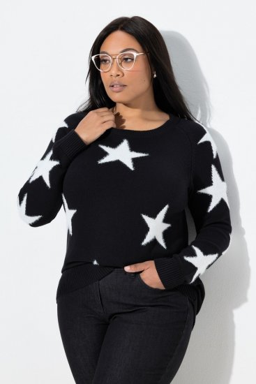 Ulla Popken Glitter Stars Soft Knit Sweater Black - Sweatshirts & hoodies - Sweats, Hoodies & Maille Douillets