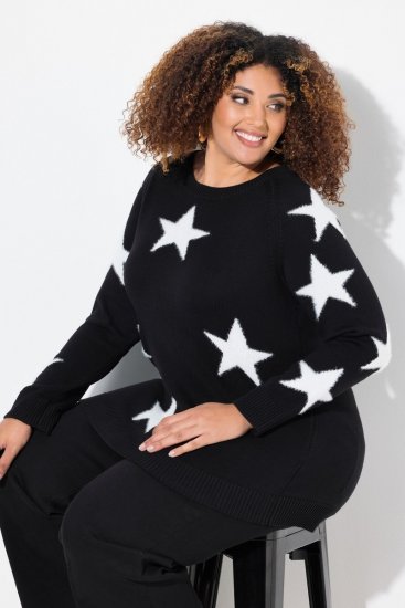 Ulla Popken Glitter Stars Soft Knit Sweater Black - Sweatshirts & hoodies - Sweats, Hoodies & Maille Douillets