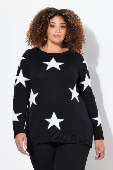 Ulla Popken Glitter Stars Soft Knit Sweater Black - Sweatshirts & hoodies - Sweats, Hoodies & Maille Douillets