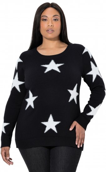 Ulla Popken Glitter Stars Soft Knit Sweater Black - Sweatshirts & hoodies - 