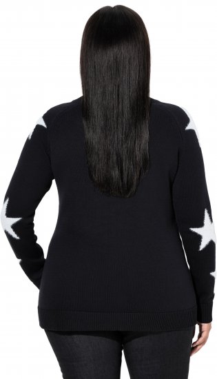 Ulla Popken Glitter Stars Soft Knit Sweater Black - Sweatshirts & hoodies - 