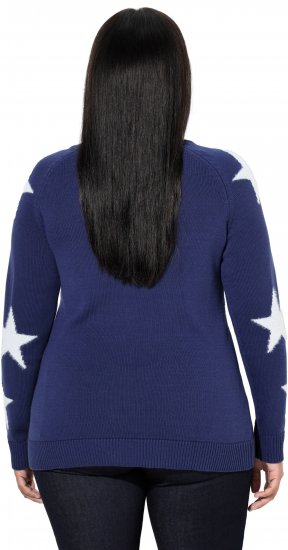 Ulla Popken Glitter Stars Soft Knit Sweater Blue - Sweatshirts & hoodies - 