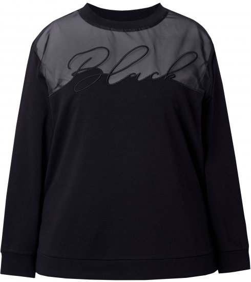 Ulla Popken Tulle Panel Sweatshirt Black - Sweatshirts & hoodies - 