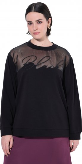 Ulla Popken Tulle Panel Sweatshirt Black - Sweatshirts & hoodies - 