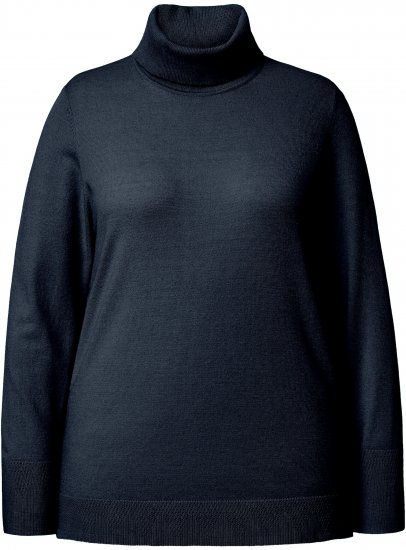 Ulla Popken Turtleneck Ribbed Trim Long Sleeve Sweater Navy - Sweatshirts & hoodies - 