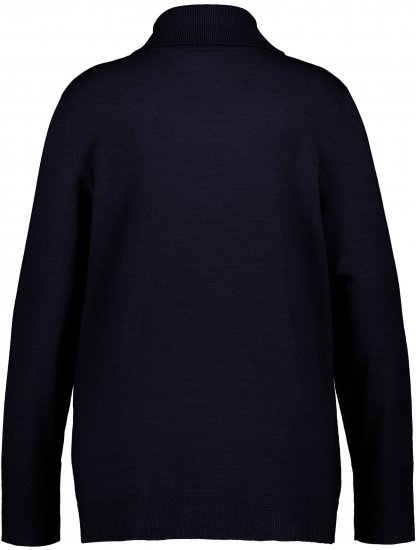 Ulla Popken Turtleneck Ribbed Trim Long Sleeve Sweater Navy - Sweatshirts & hoodies - 