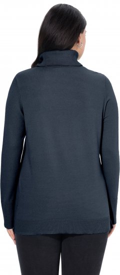 Ulla Popken Turtleneck Ribbed Trim Long Sleeve Sweater Navy - Sweatshirts & hoodies - 
