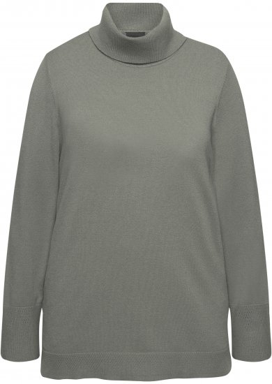 Ulla Popken Turtleneck Ribbed Trim Long Sleeve Sweater Grey - Sweatshirts & hoodies - 