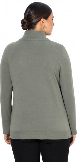 Ulla Popken Turtleneck Ribbed Trim Long Sleeve Sweater Grey - Sweatshirts & hoodies - 
