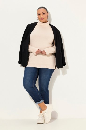 Ulla Popken Turtleneck Ribbed Trim Long Sleeve Sweater Nature Melange - Sweatshirts & hoodies - Sweats, Hoodies & Maille Douillets