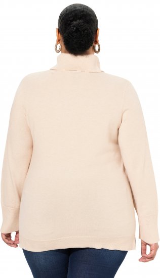 Ulla Popken Turtleneck Ribbed Trim Long Sleeve Sweater Nature Melange - Sweatshirts & hoodies - 