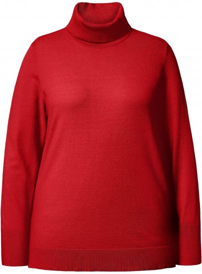 Ulla Popken Turtleneck Ribbed Trim Long Sleeve Sweater Salsa Red - Sweatshirts & hoodies - 
