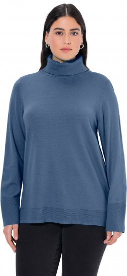 Ulla Popken Turtleneck Ribbed Trim Long Sleeve Sweater Atlantic Blue - Sweatshirts & hoodies - 