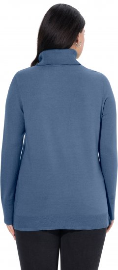 Ulla Popken Turtleneck Ribbed Trim Long Sleeve Sweater Atlantic Blue - Sweatshirts & hoodies - 