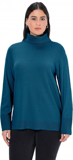 Ulla Popken Turtleneck Ribbed Trim Long Sleeve Sweater Cerulean - Sweatshirts & hoodies - 