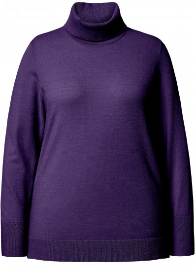 Ulla Popken Turtleneck Ribbed Trim Long Sleeve Sweater Deep Violet - Sweatshirts & hoodies - 