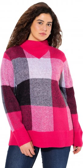 Ulla Popken Grand Check Long Sleeve Sweater Red Pink - Sweatshirts & hoodies - 