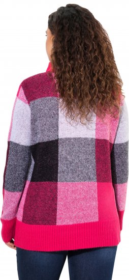 Ulla Popken Grand Check Long Sleeve Sweater Red Pink - Sweatshirts & hoodies - 