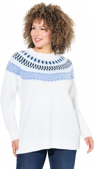 Ulla Popken Norwegian-Inspired Long Sleeve Knit Sweater Snow White - Sweatshirts & hoodies - 